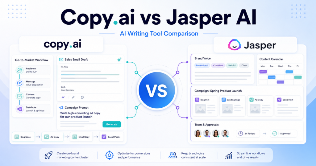 Copy.ai vs Jasper AI: Marketing Plans, Brand Voice, and Costs
