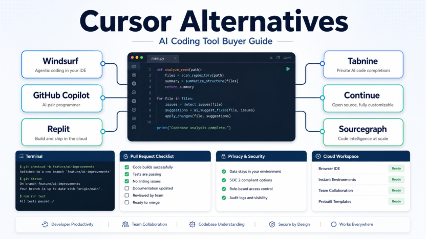 Cursor alternatives AI coding tool buyer guide dashboard
