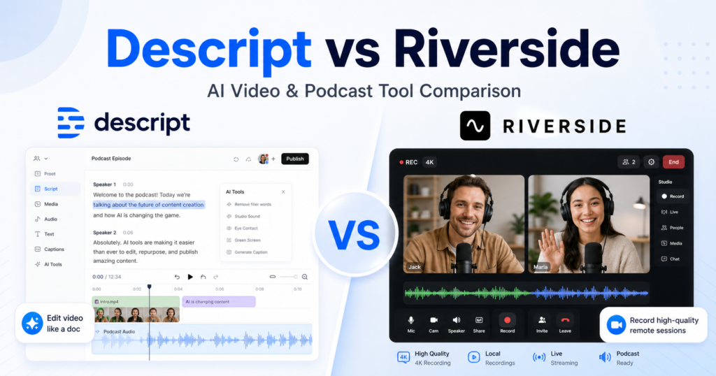 Descript vs Riverside: Which AI Video and Podcast Tool Should You Choose?