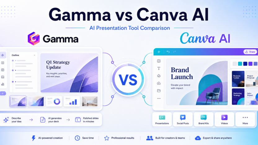 Gamma vs Canva AI presentation tool comparison featured image