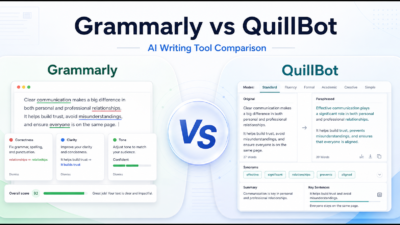 Grammarly vs QuillBot AI writing tool comparison featured image