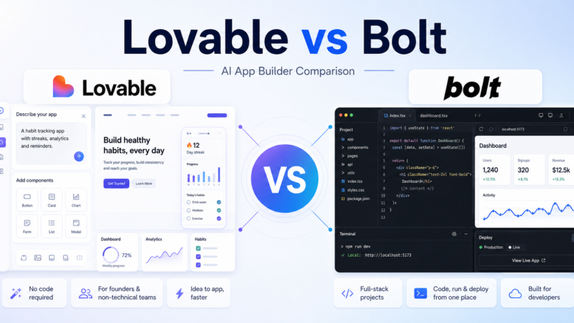 Lovable vs Bolt AI app builder comparison featured image