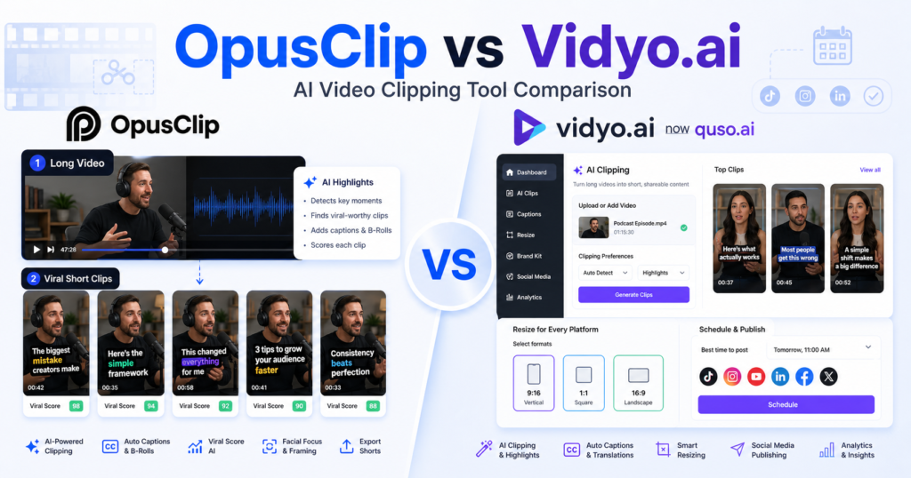 OpusClip vs Vidyo.ai: Which AI Video Clipping Tool Should You Choose?