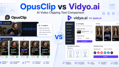OpusClip vs Vidyo.ai AI video clipping tool comparison featured image