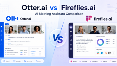 Otter.ai vs Fireflies.ai AI meeting assistant comparison graphic