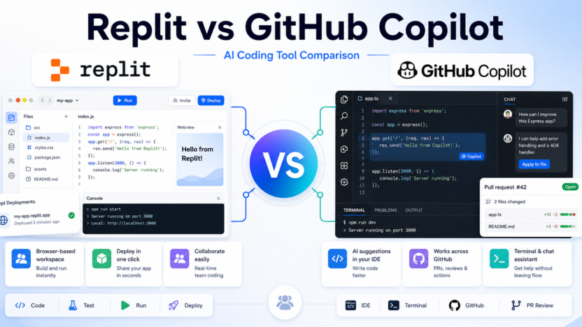 Replit vs GitHub Copilot AI coding tool comparison featured image