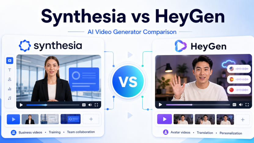 Synthesia vs HeyGen AI video generator comparison featured image