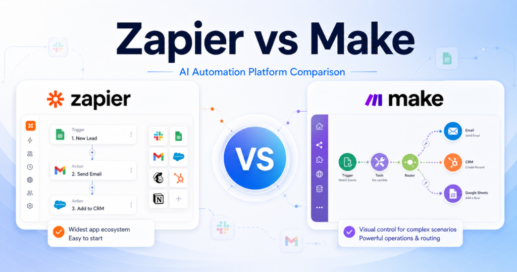 Zapier vs Make: Workflow Design, Pricing, and AI Usage
