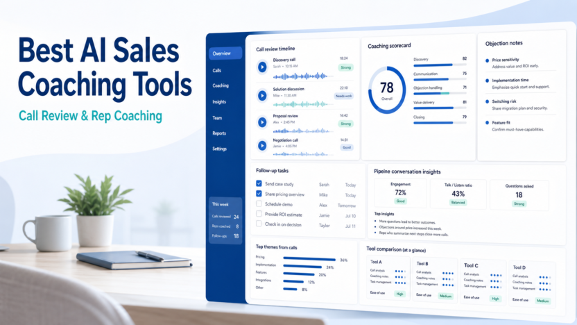 Premium 16:9 SaaS-style comparison visual for AI sales coaching tools